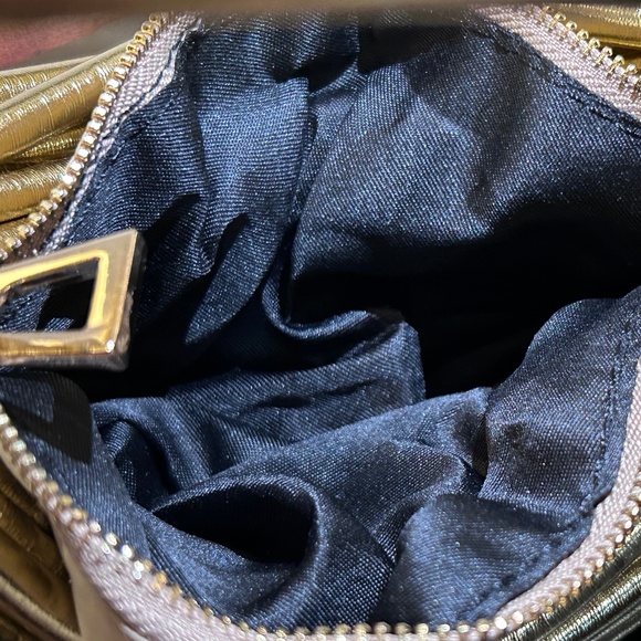 Gold Faux Leather Double Knot Luxury Handbag, Dressy Evening Handbag - Picture 6 of 6